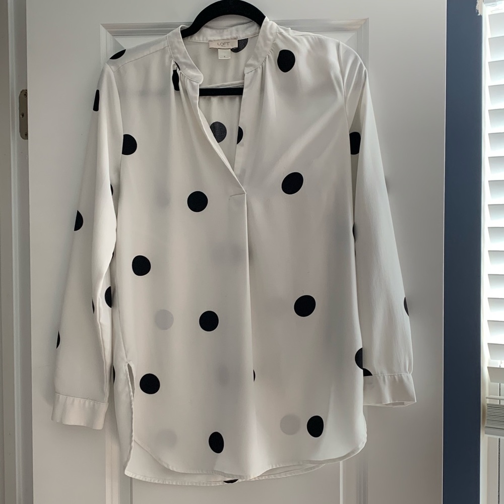 Loft Outlet black and white polka dot top